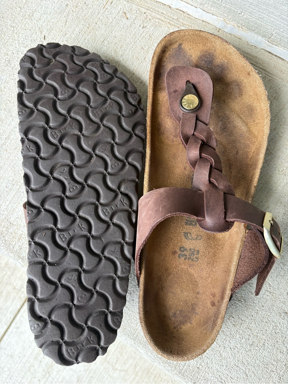 Birkenstock Brown Braided Leather Sandals